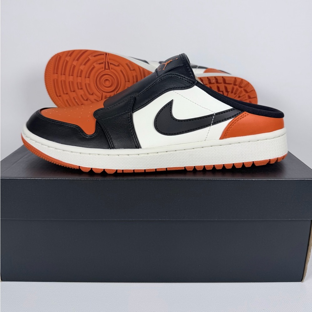 Nike Men’s Athletic Slide Sneakers in Black, White, Orange